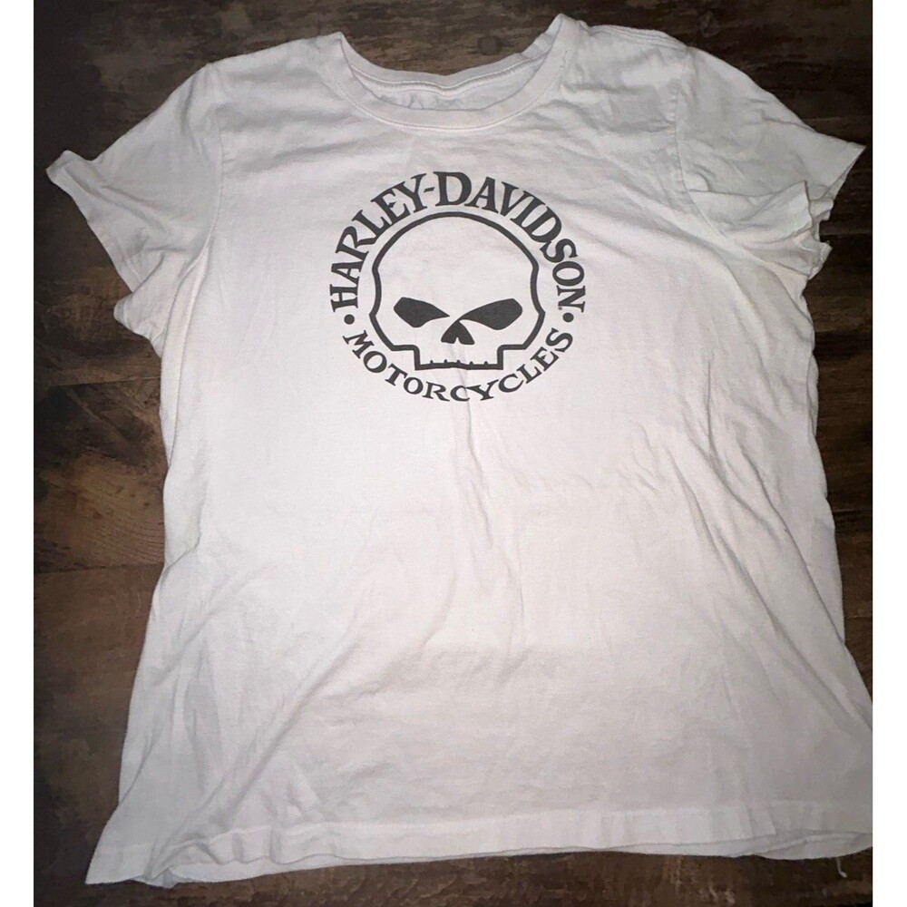Harley Davidson Men's Willie G Skull Graphic T-Shirt White 100% Cotton